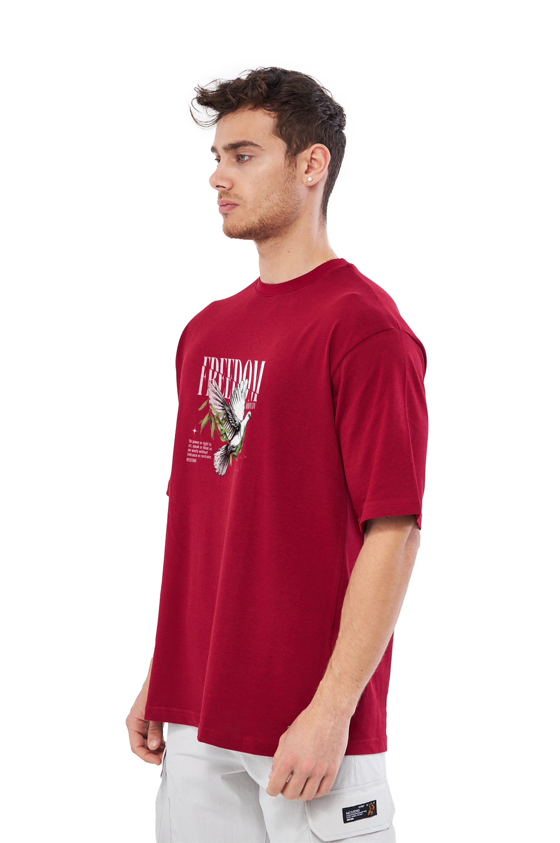 Mesfeno Men’s Freedom Printed Oversized Heavyweight Fabric T-Shirt