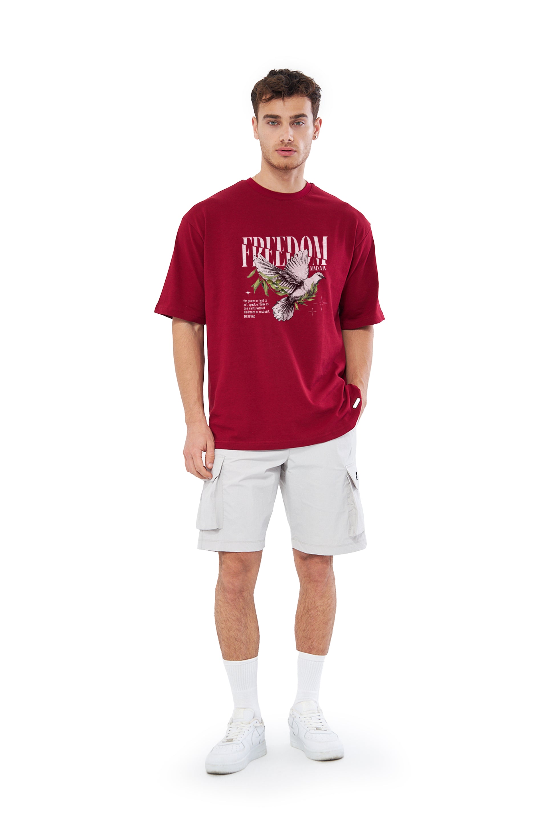 Mesfeno Men’s Freedom Printed Oversized Heavyweight Fabric T-Shirt
