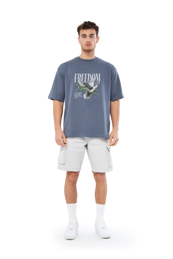 Mesfeno Men’s Freedom Printed Oversized Heavyweight Fabric T-Shirt
