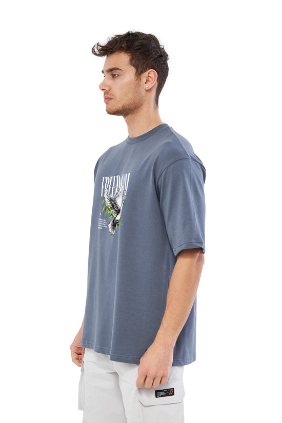 Mesfeno Men’s Freedom Printed Oversized Heavyweight Fabric T-Shirt