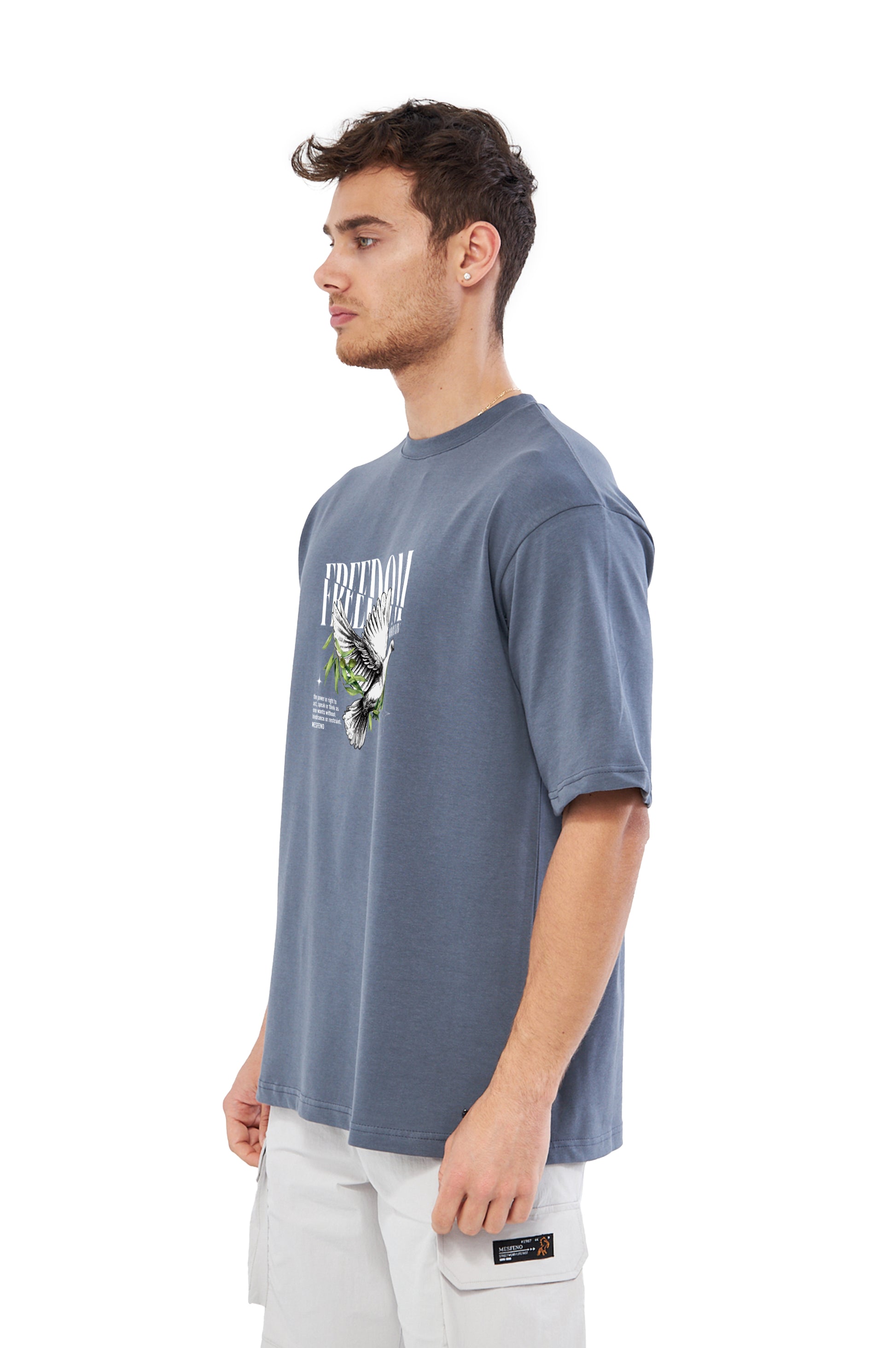 Mesfeno Men’s Freedom Printed Oversized Heavyweight Fabric T-Shirt