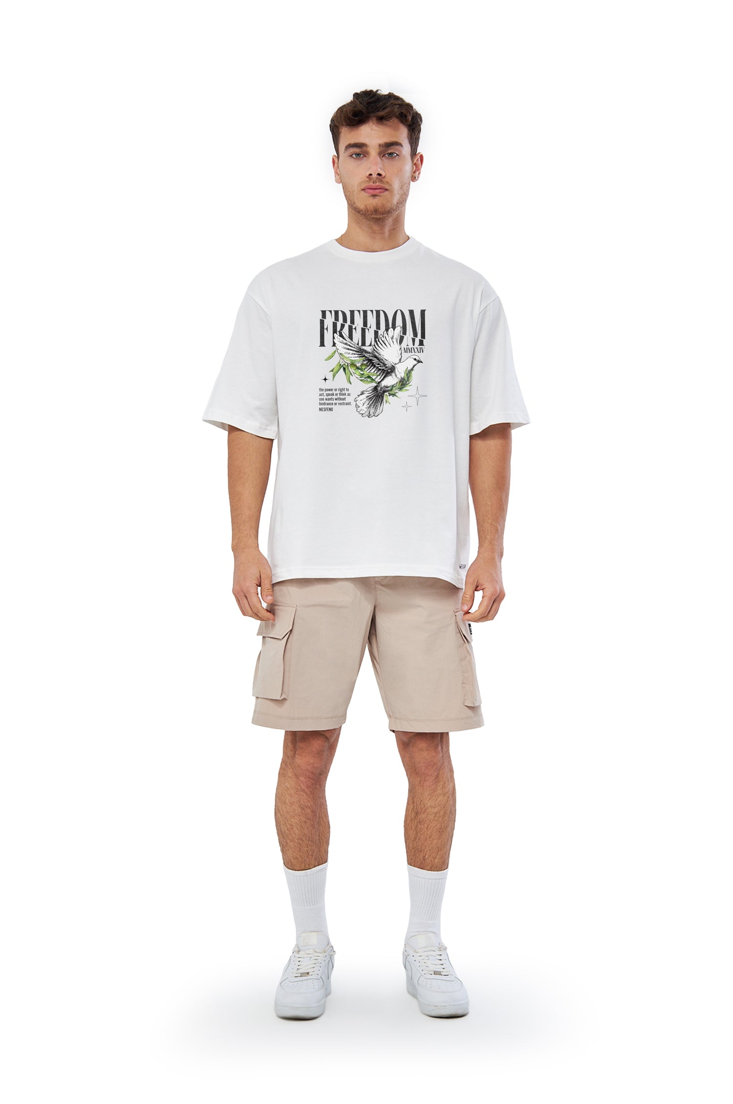 Mesfeno Men’s Freedom Printed Oversized Heavyweight Fabric T-Shirt