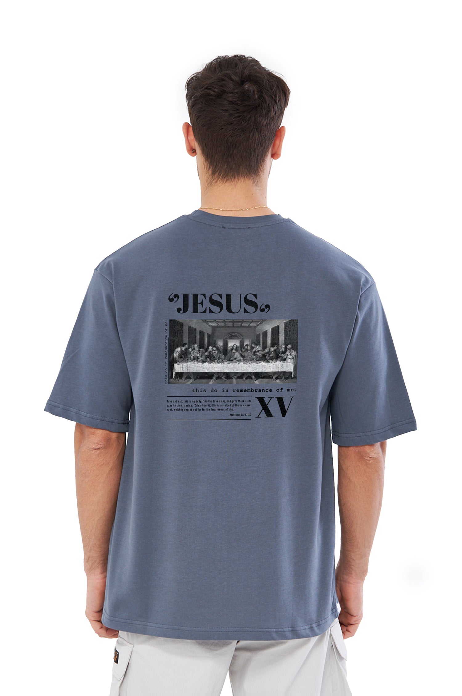 Mesfeno Men’s Jesus Printed Oversized Organic Heavyweight Fabric T-Shirt