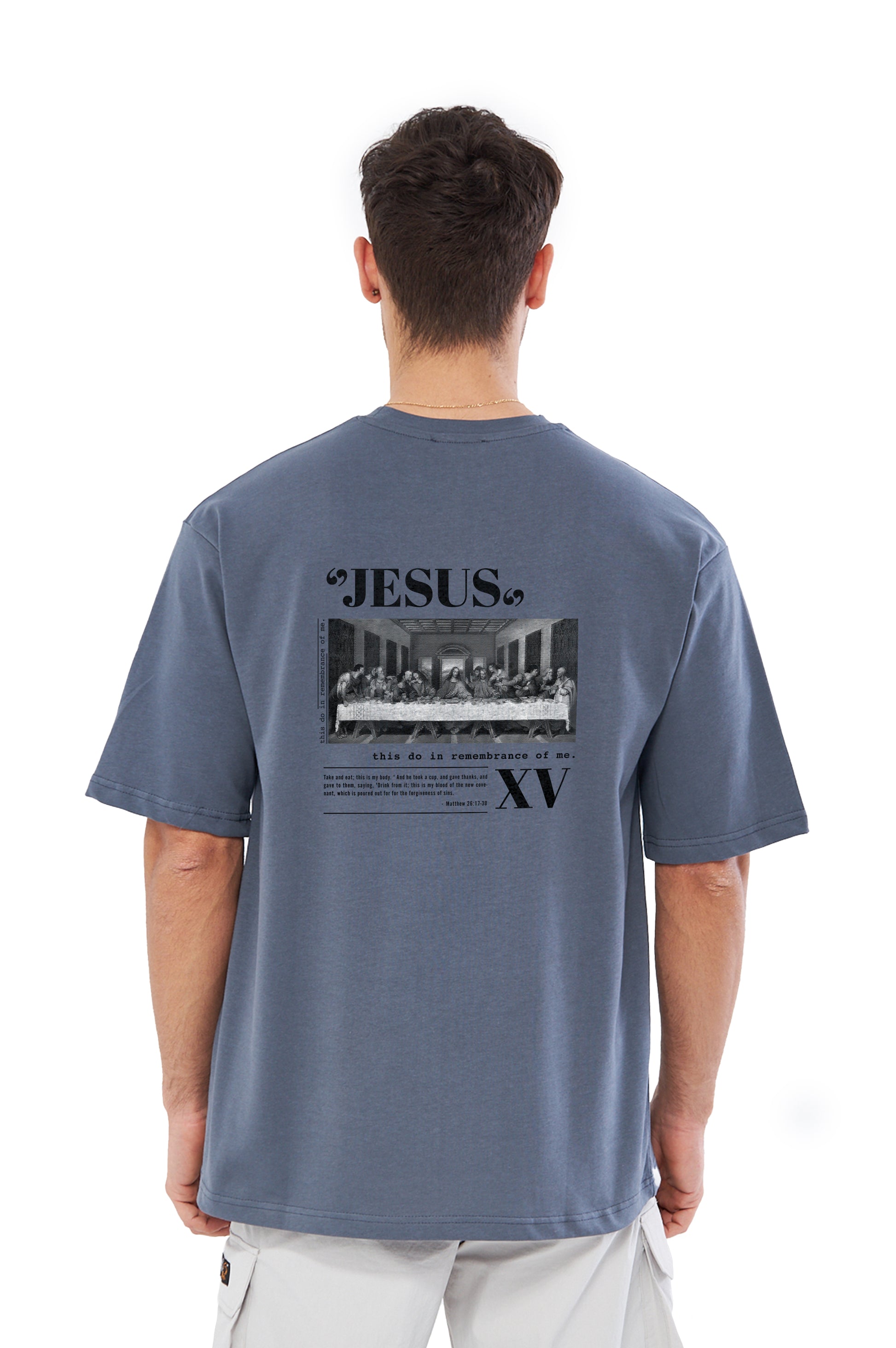Mesfeno Men’s Jesus Printed Oversized Organic Heavyweight Fabric T-Shirt