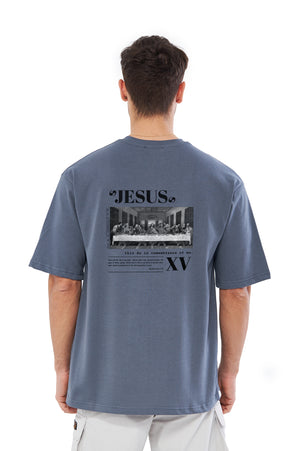 Mesfeno Men’s Jesus Printed Oversized Organic Heavyweight Fabric T-Shirt