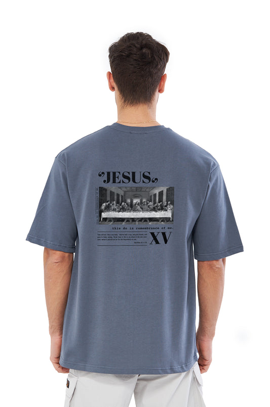 Mesfeno Men’s Jesus Printed Oversized Organic Heavyweight Fabric T-Shirt