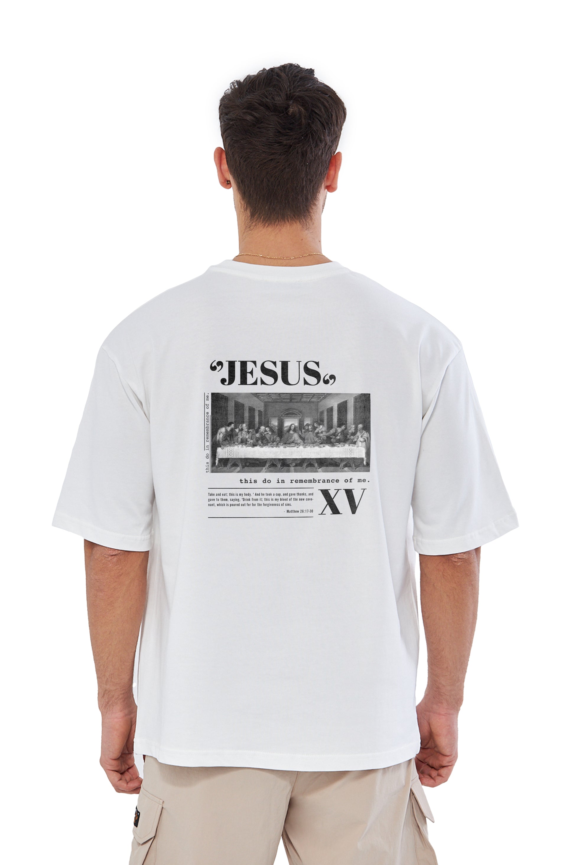 Mesfeno Men’s Jesus Printed Oversized Organic Heavyweight Fabric T-Shirt