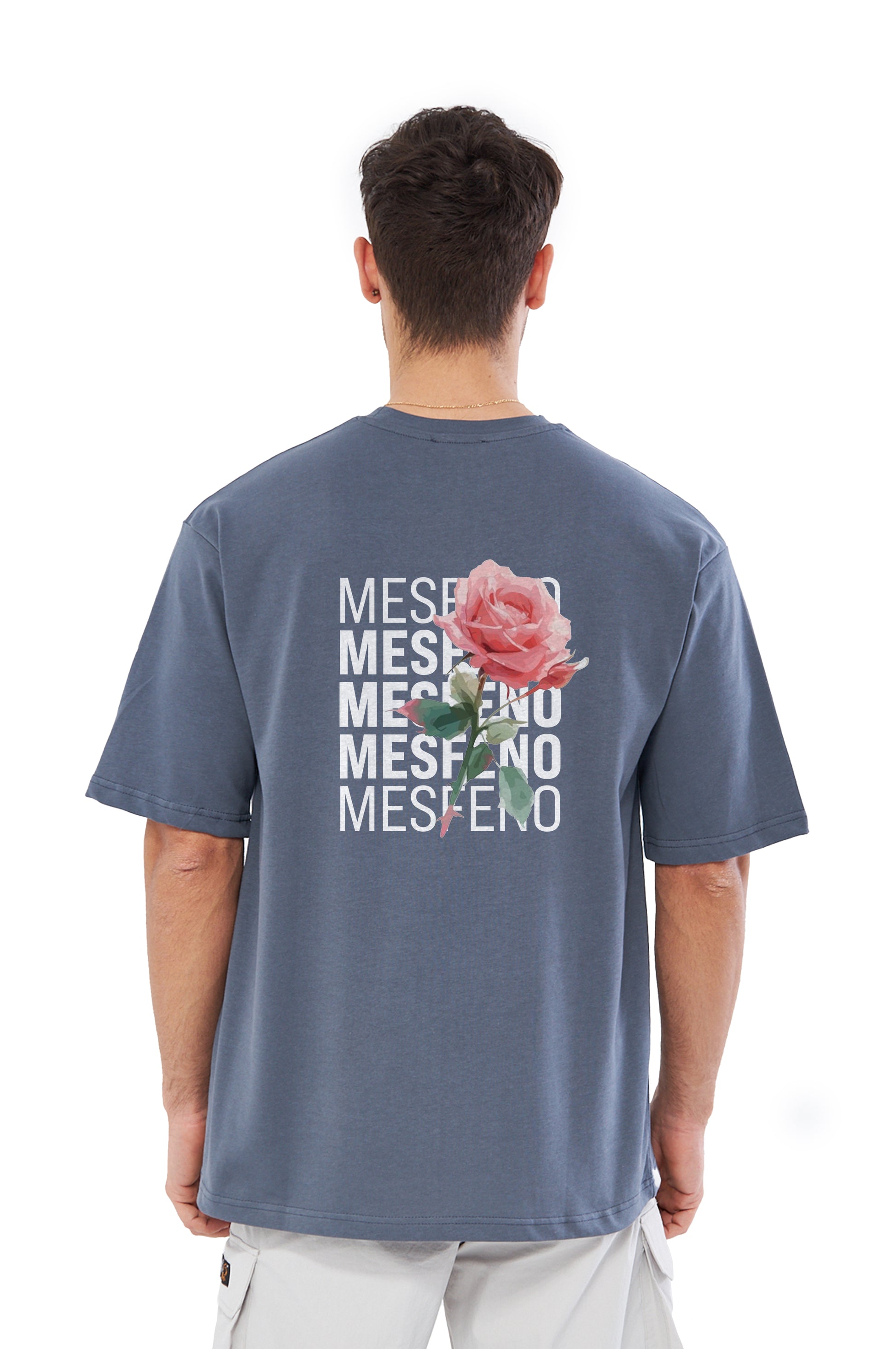 Mesfeno Men's Flower Print Oversized T-shirt Black