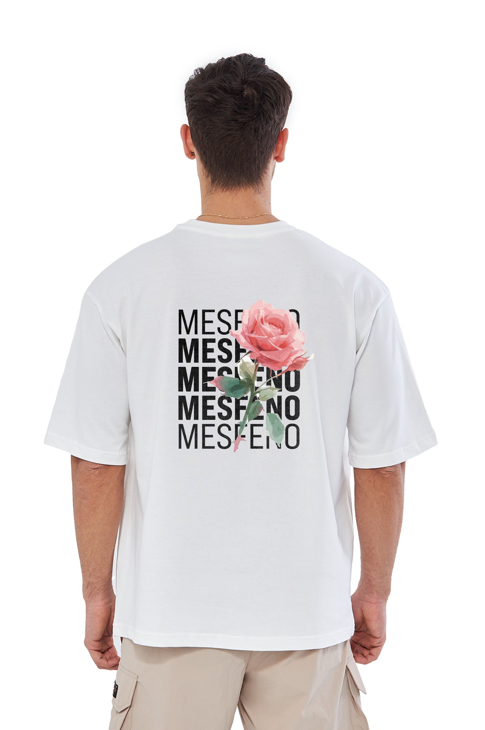 Mesfeno Men's Flower Print Oversized T-shirt Black