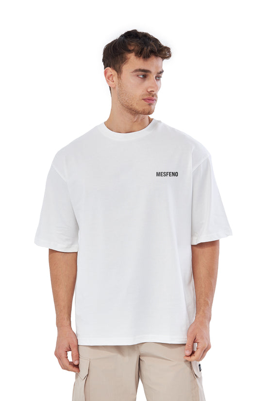 Mesfeno Men's Flower Print Oversized T-shirt Black