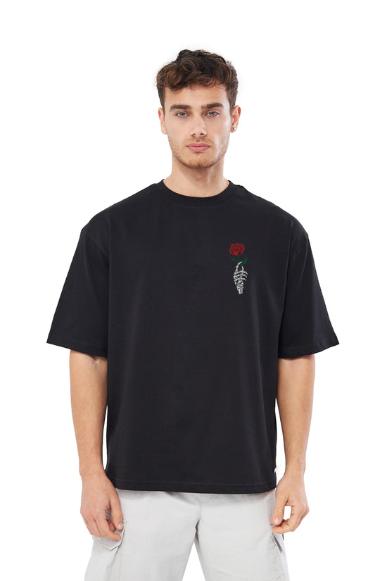 Mesfeno Men’s Skeleton Flower Printed Oversized T-Shirt