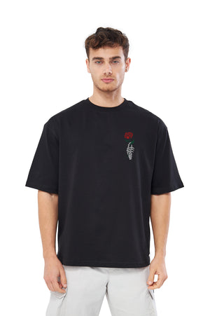 Mesfeno Men’s Skeleton Flower Printed Oversized T-Shirt