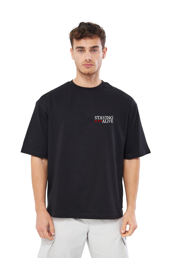 Mesfeno Men’s Staying Alive Printed Oversized T-Shirt