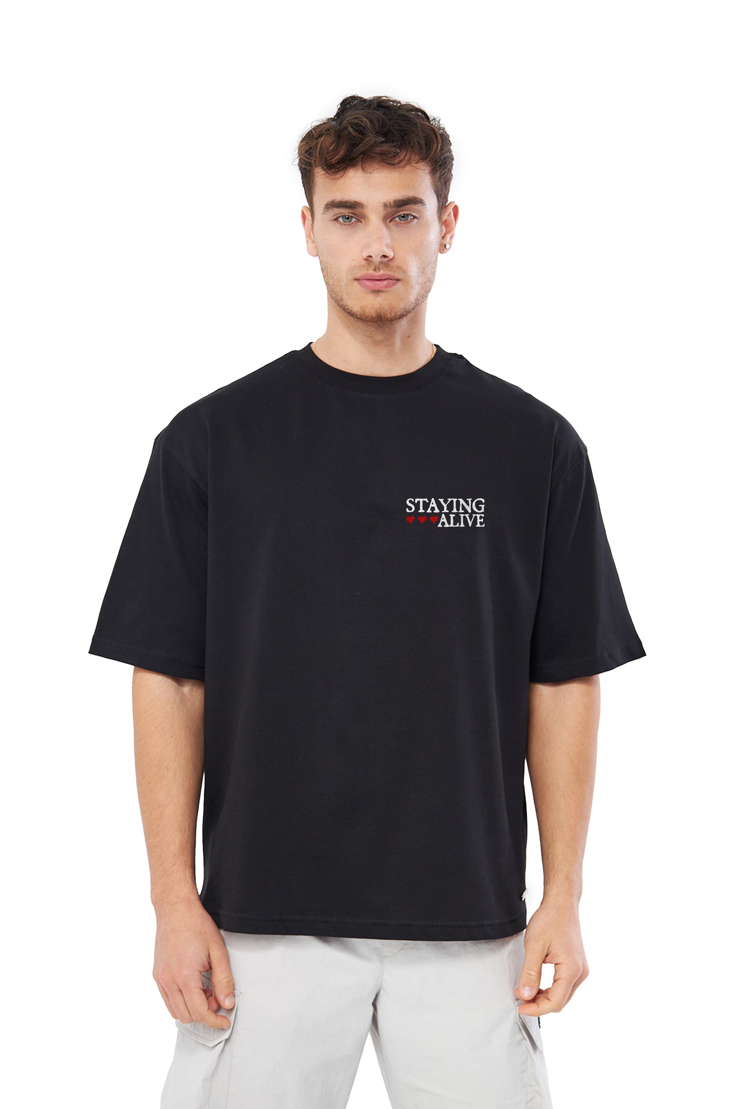 Mesfeno Men’s Staying Alive Printed Oversized T-Shirt
