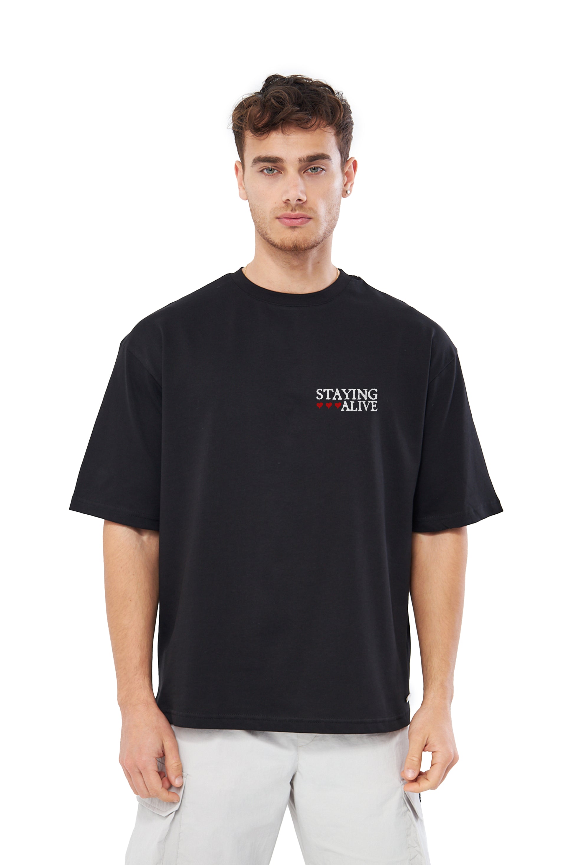 Mesfeno Men’s Staying Alive Printed Oversized T-Shirt