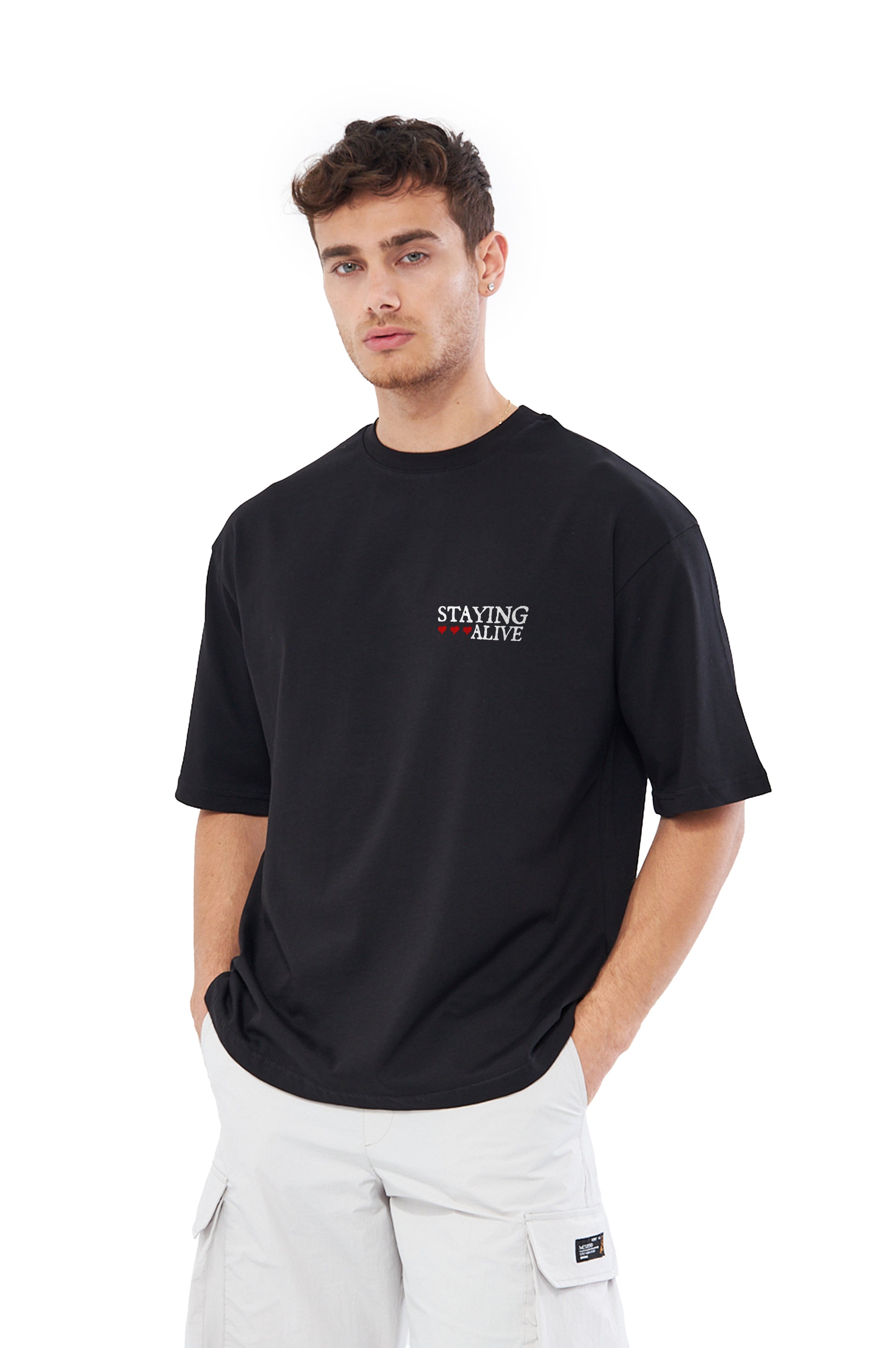 Mesfeno Men’s Staying Alive Printed Oversized T-Shirt