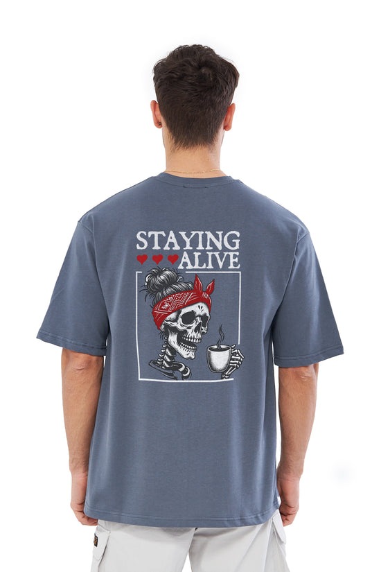 Mesfeno Men’s Staying Alive Printed Oversized T-Shirt