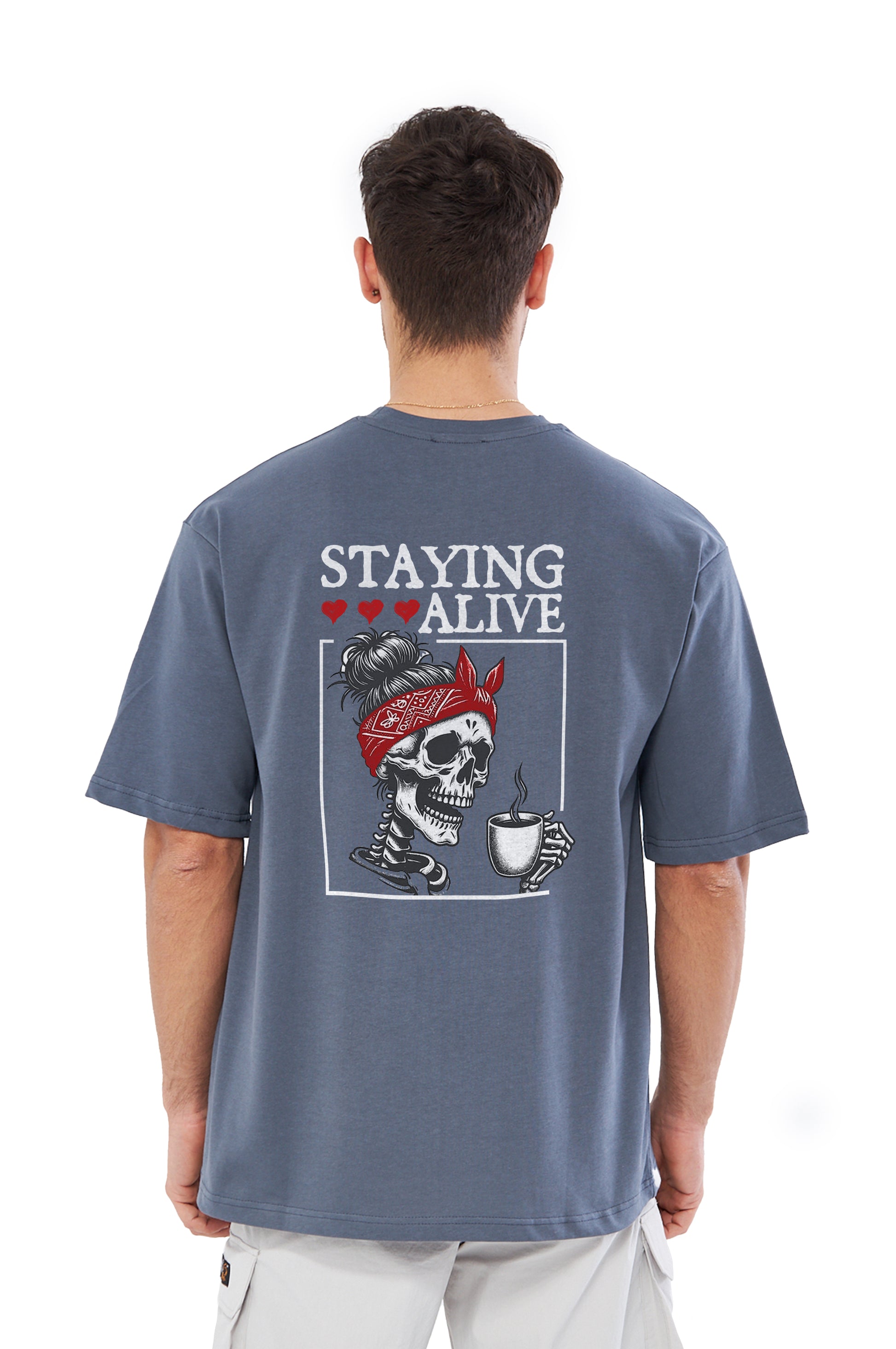 Mesfeno Men’s Staying Alive Printed Oversized T-Shirt