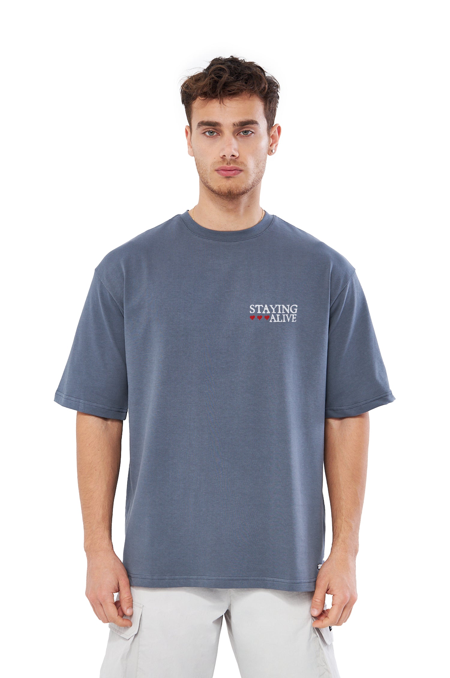 Mesfeno Men’s Staying Alive Printed Oversized T-Shirt