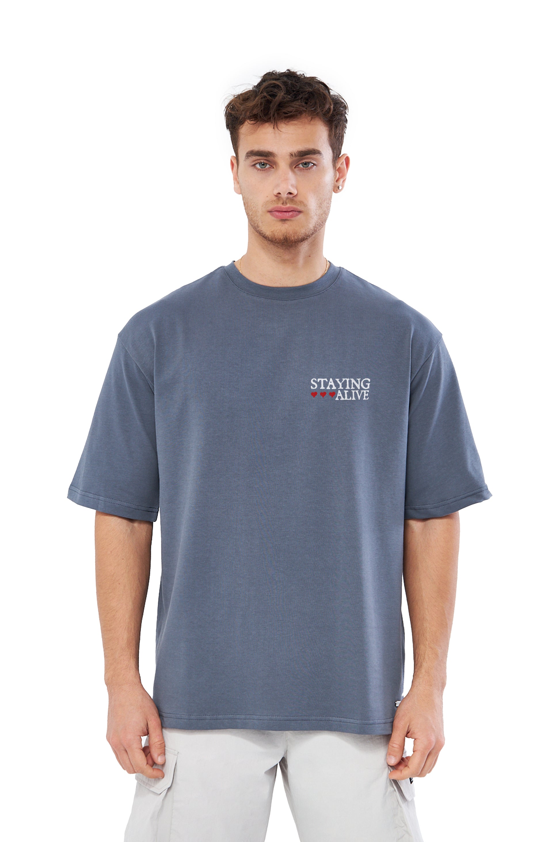 Mesfeno Men’s Staying Alive Printed Oversized T-Shirt