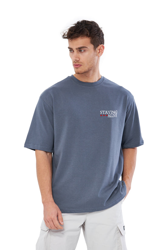 Mesfeno Men’s Staying Alive Printed Oversized T-Shirt