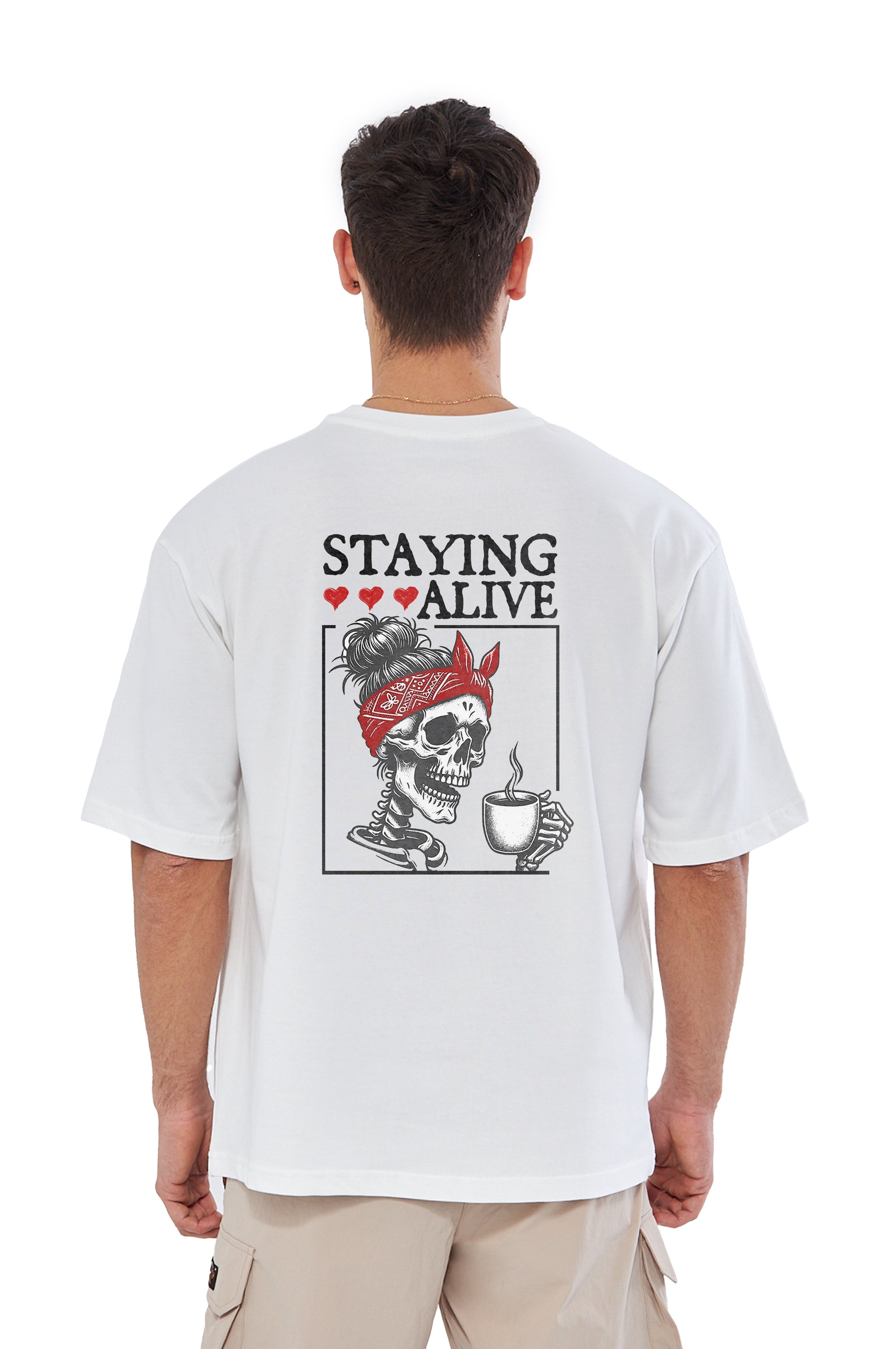 Mesfeno Men’s Staying Alive Printed Oversized T-Shirt