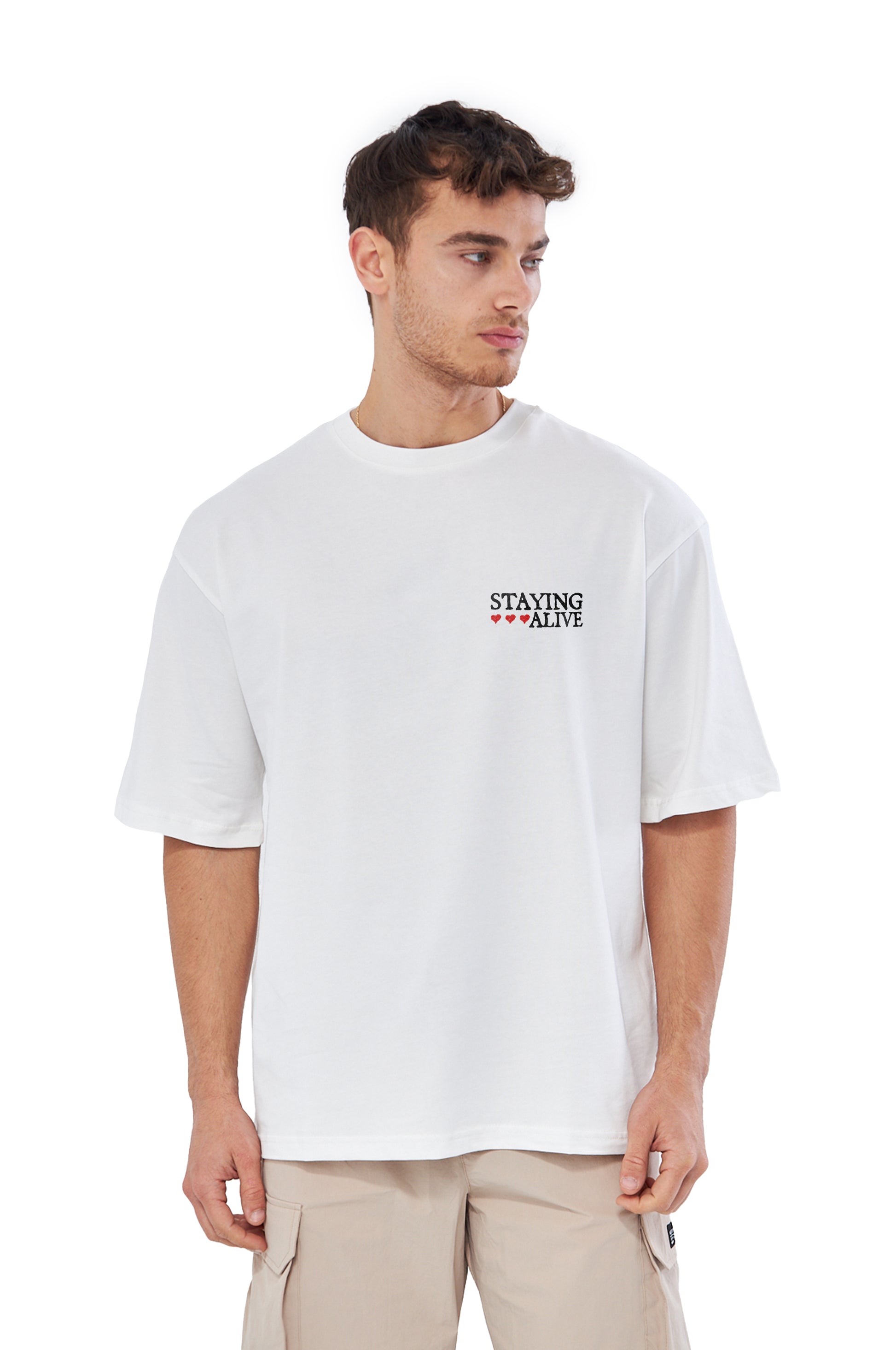 Mesfeno Men’s Staying Alive Printed Oversized T-Shirt