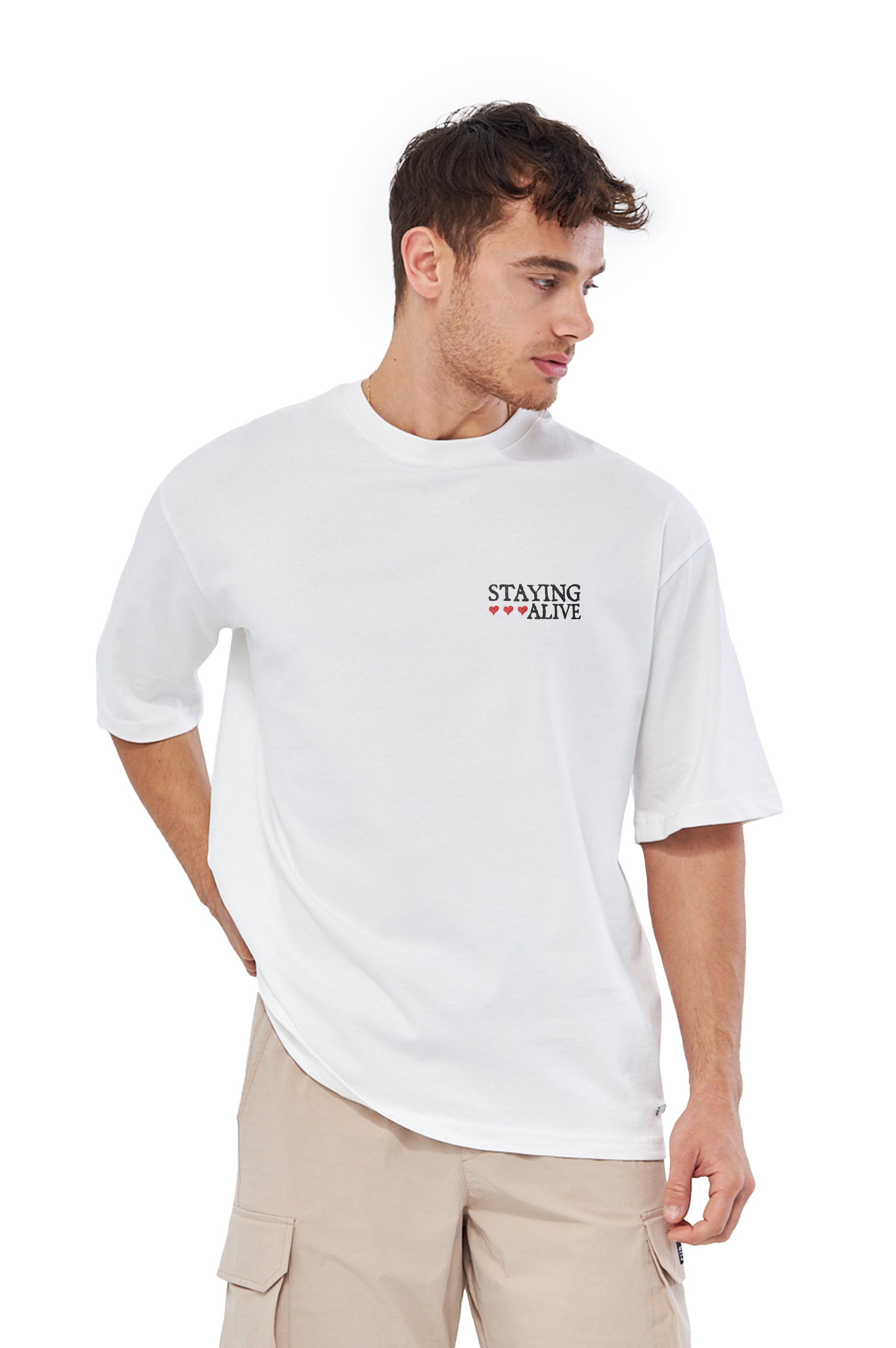 Mesfeno Men’s Staying Alive Printed Oversized T-Shirt