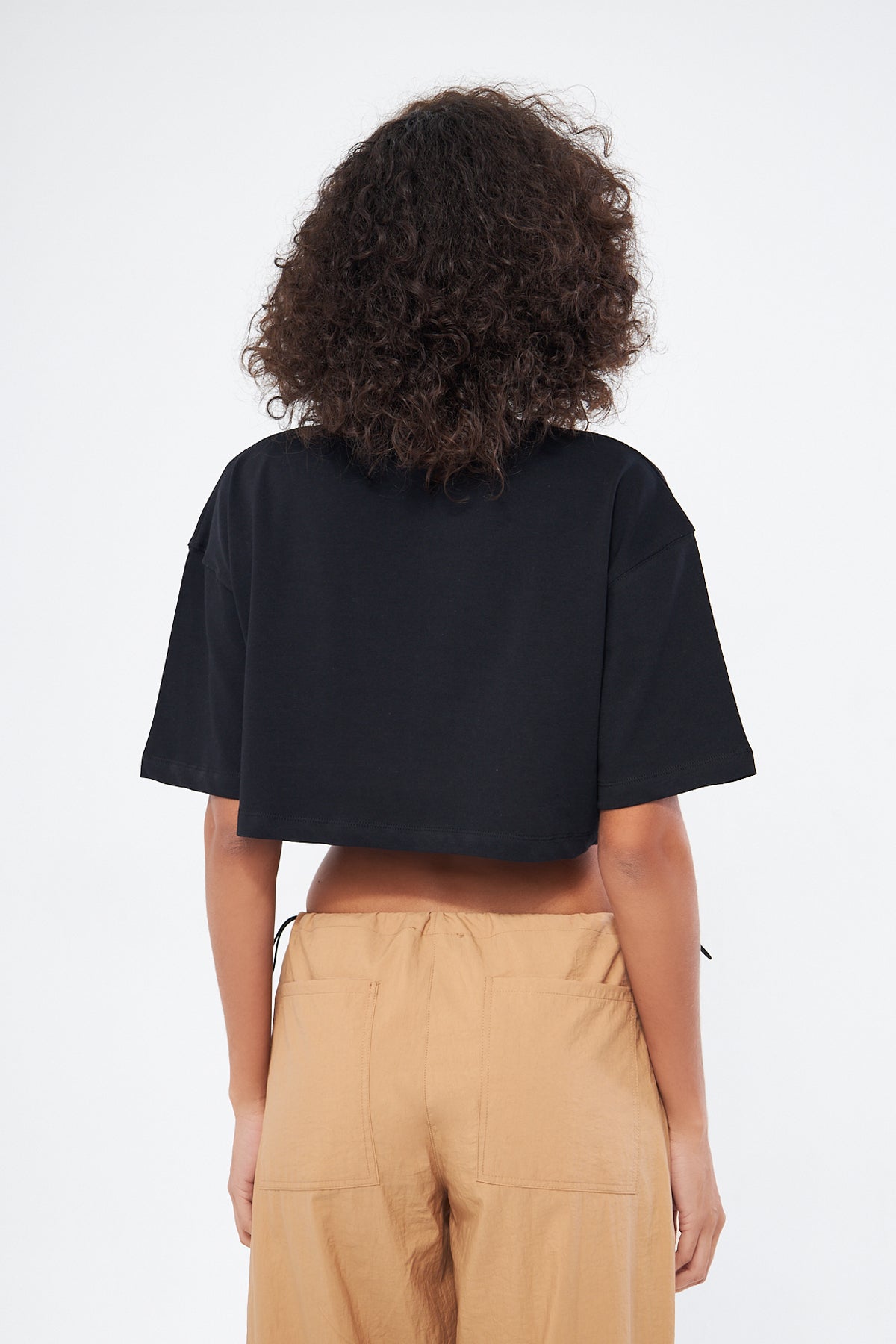 Mesfeno Women's Basic Oversize Thick Fabric Crop T-Shirt