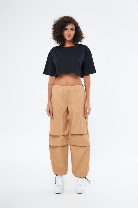 Mesfeno Women's Basic Oversize Thick Fabric Crop T-Shirt