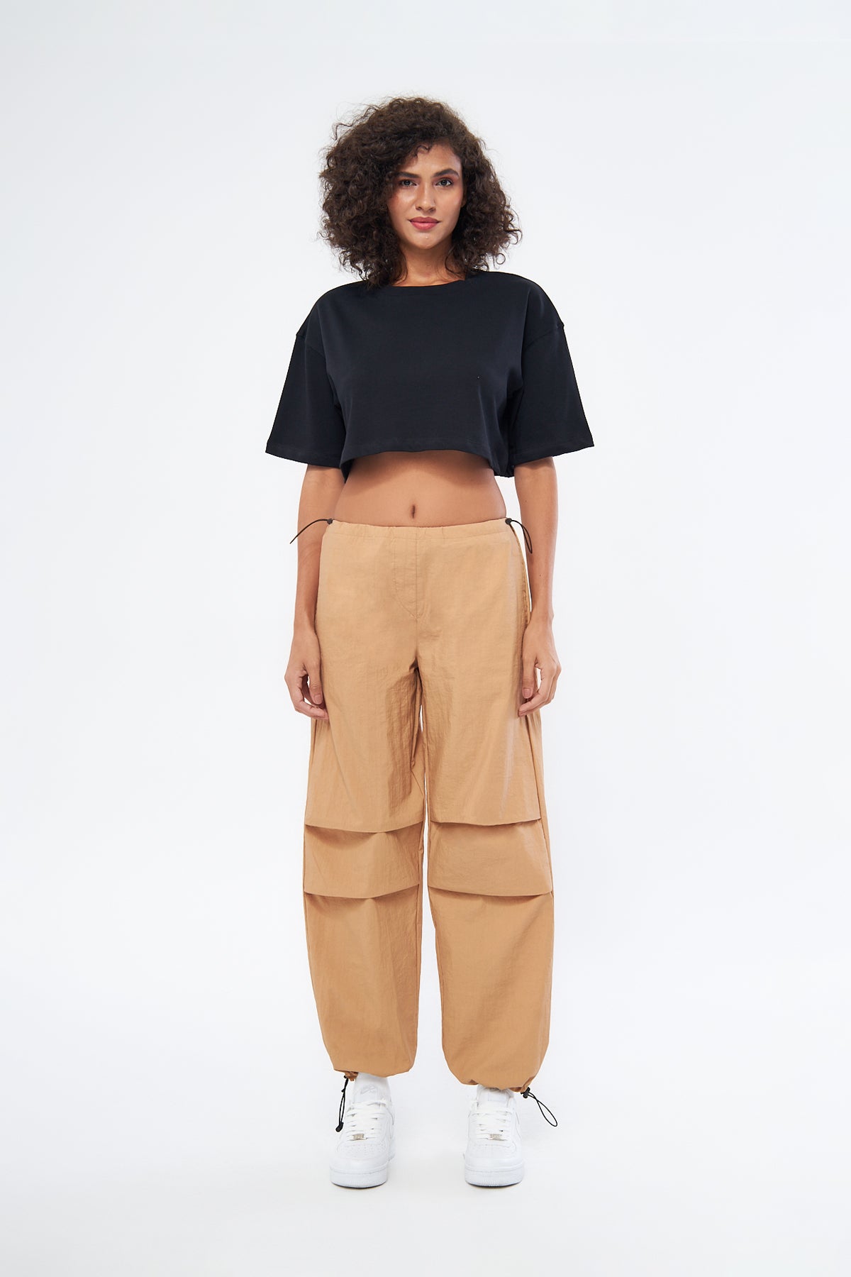 Mesfeno Women's Basic Oversize Thick Fabric Crop T-Shirt