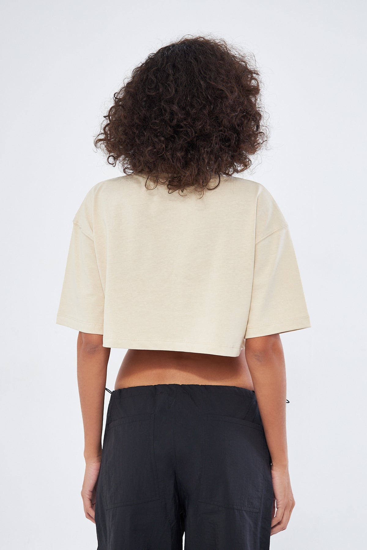 Mesfeno Women's Basic Oversize Thick Fabric Crop T-Shirt