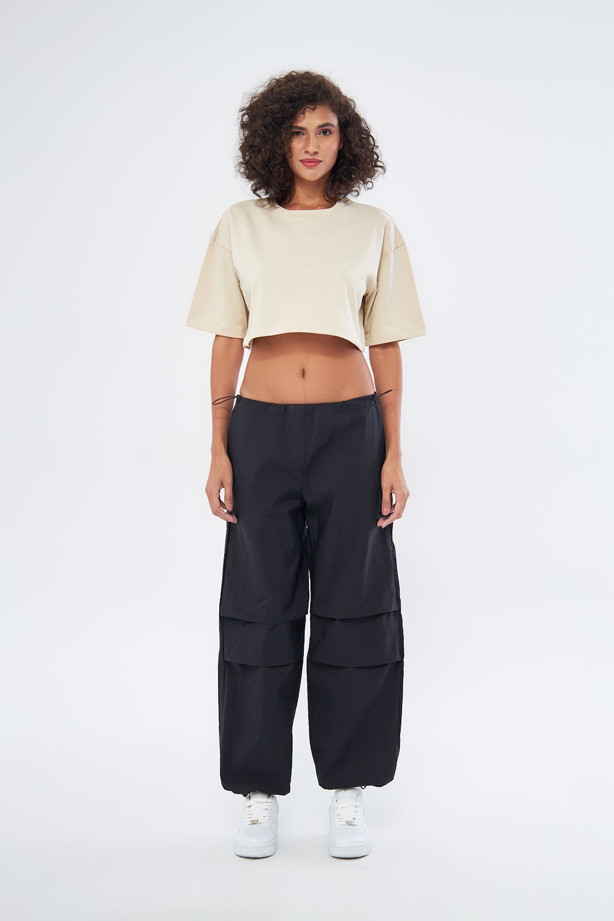 Mesfeno Women's Basic Oversize Thick Fabric Crop T-Shirt