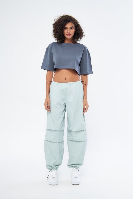 Mesfeno Women's Basic Oversize Thick Fabric Crop T-Shirt