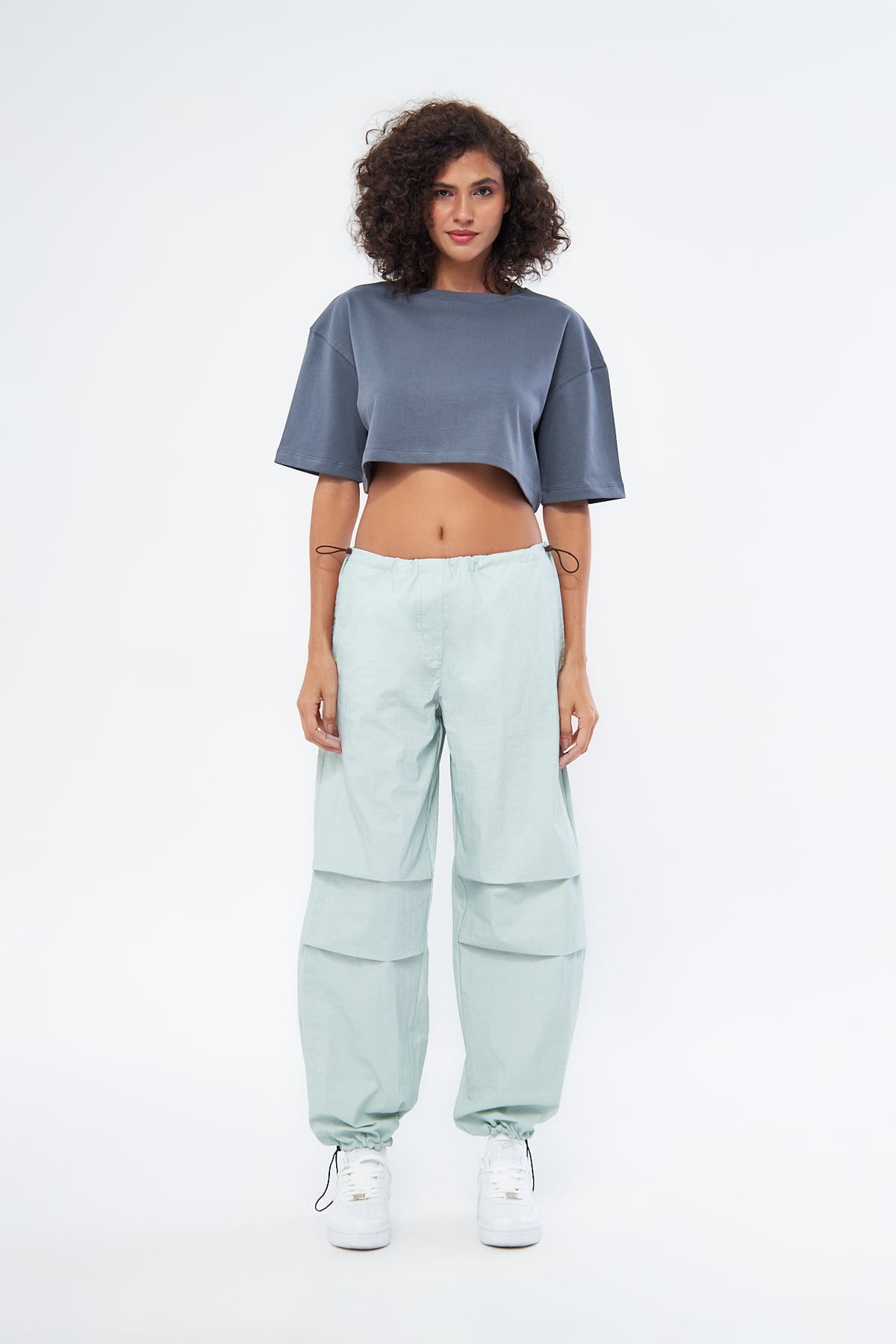 Mesfeno Women's Basic Oversize Thick Fabric Crop T-Shirt