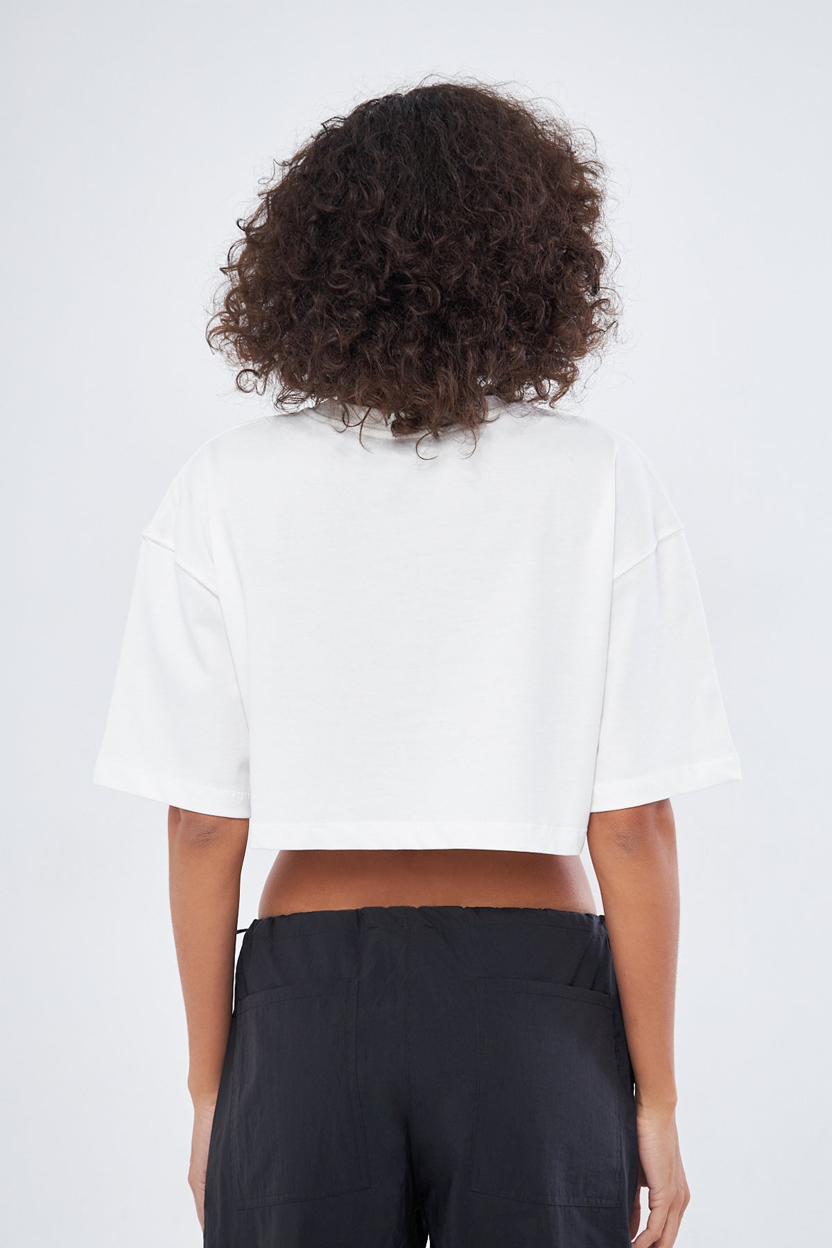 Mesfeno Women's Basic Oversize Thick Fabric Crop T-Shirt