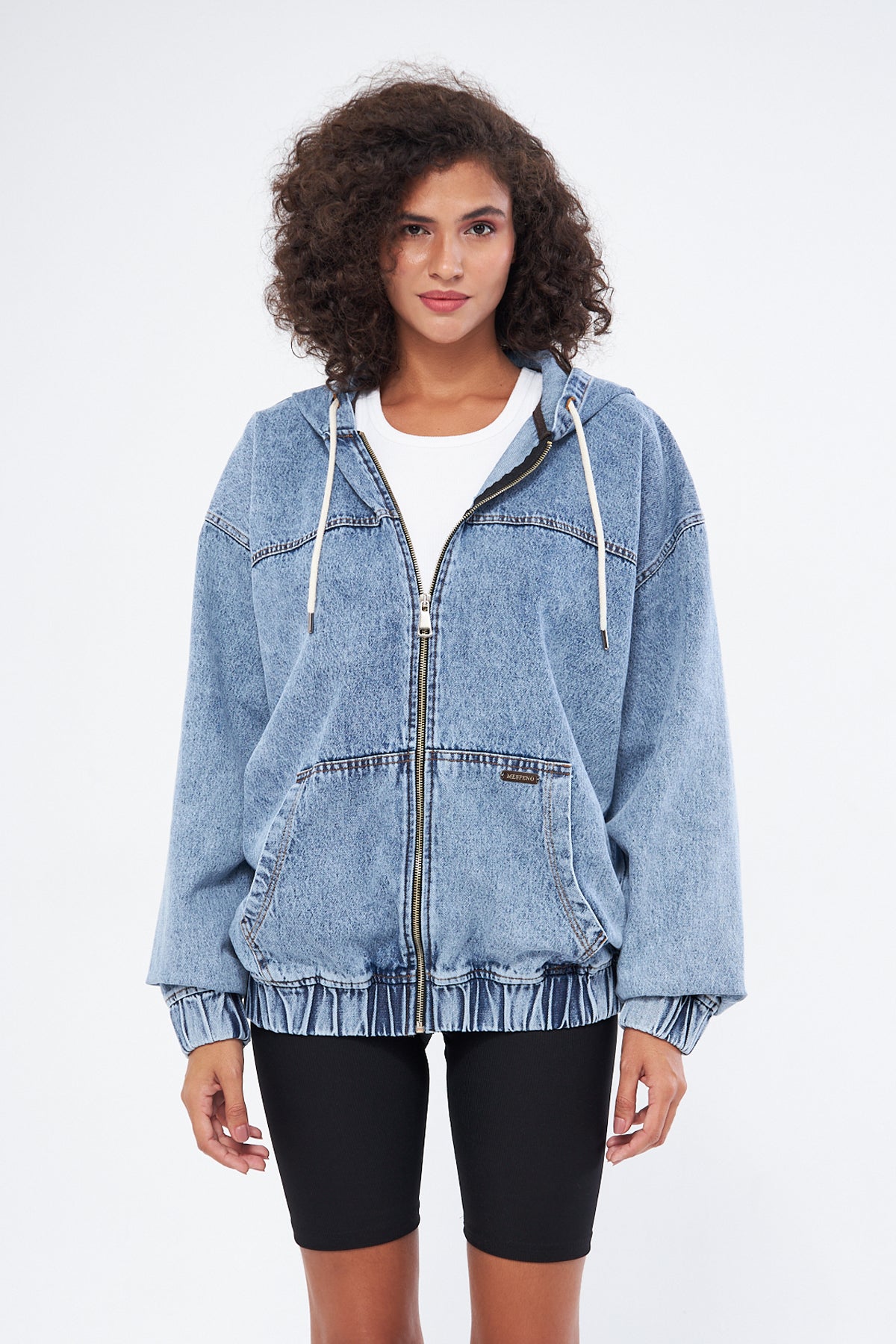 Mesfeno Hooded Denim Fabric Women's Sweatshirt