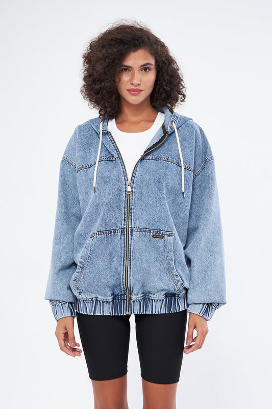 Mesfeno Hooded Denim Fabric Women's Sweatshirt