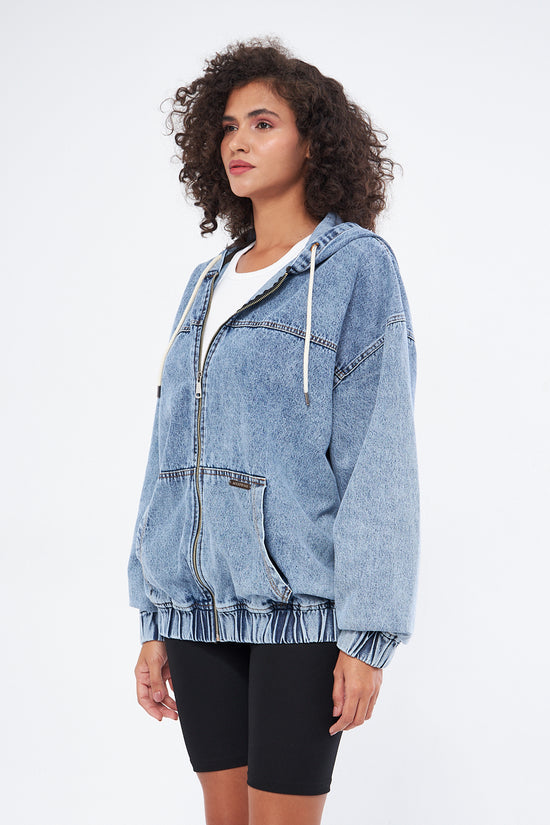 Mesfeno Hooded Denim Fabric Women's Sweatshirt