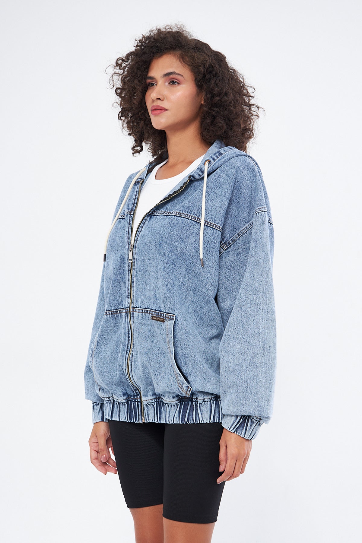 Mesfeno Hooded Denim Fabric Women's Sweatshirt