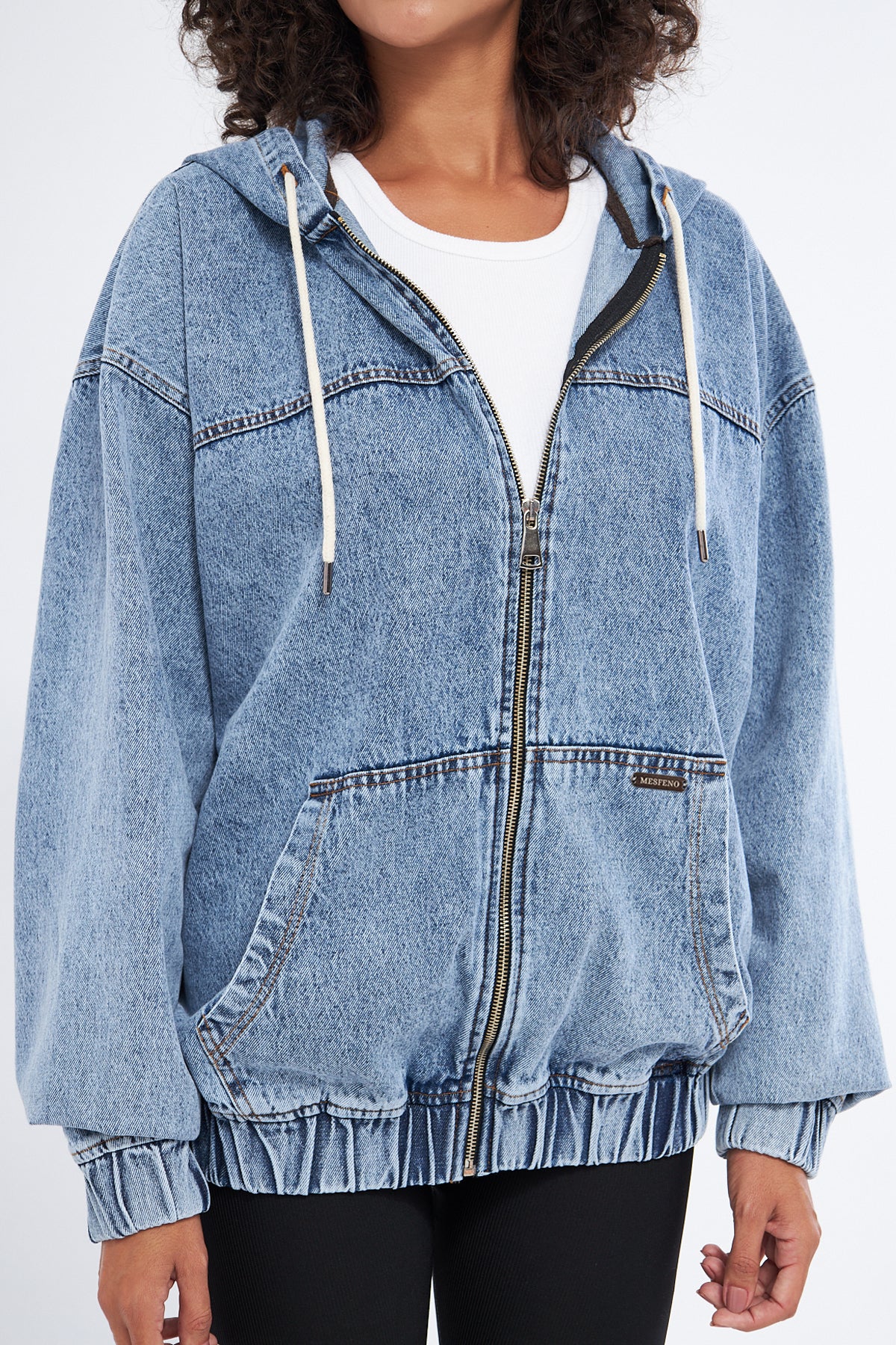 Mesfeno Hooded Denim Fabric Women's Sweatshirt