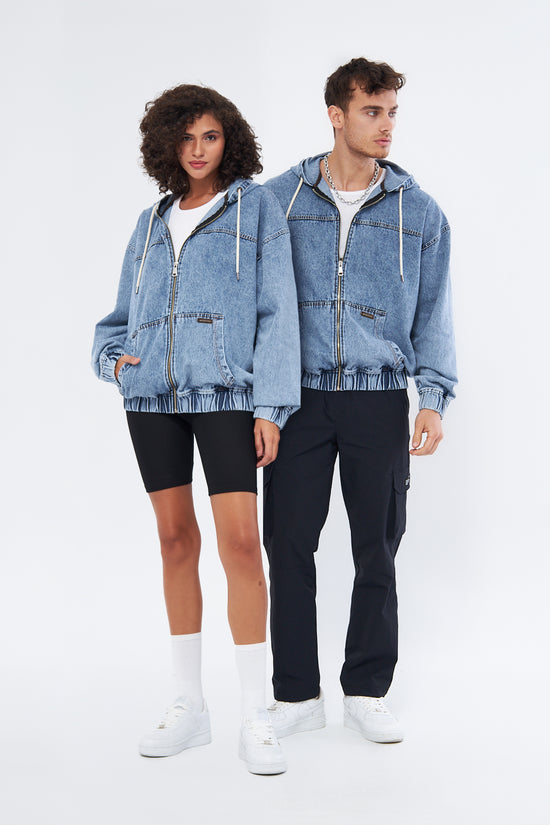 Mesfeno Hooded Denim Fabric Women's Sweatshirt