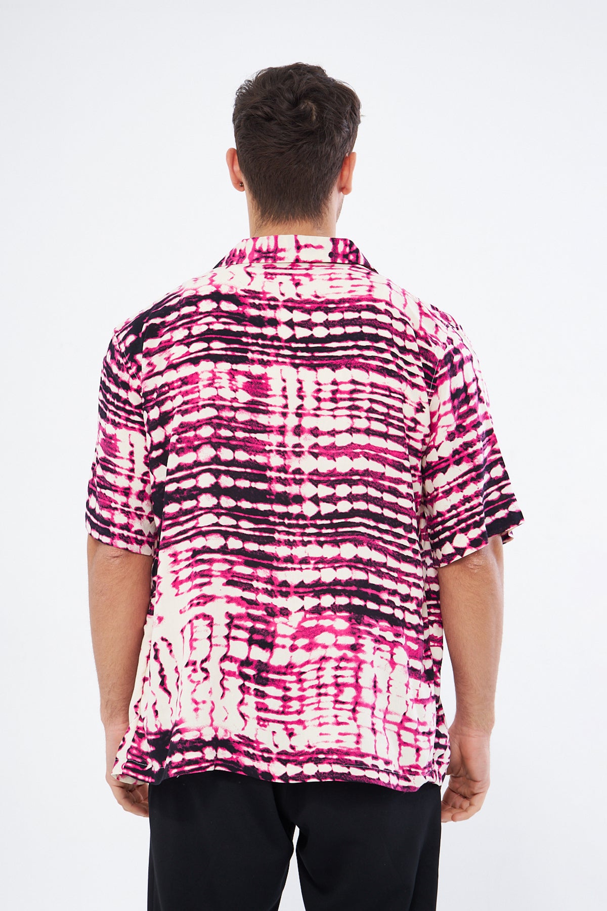 Cherry print casual button down shirt styled casually, Cuban collar oversized viscose comfort wear