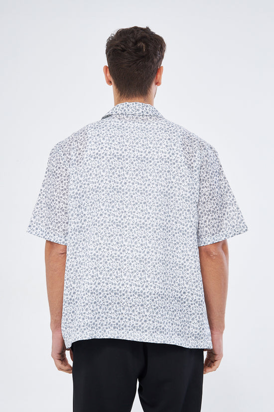 Palm print casual button down shirt styled for summer, Cuban collar oversized viscose resort wear