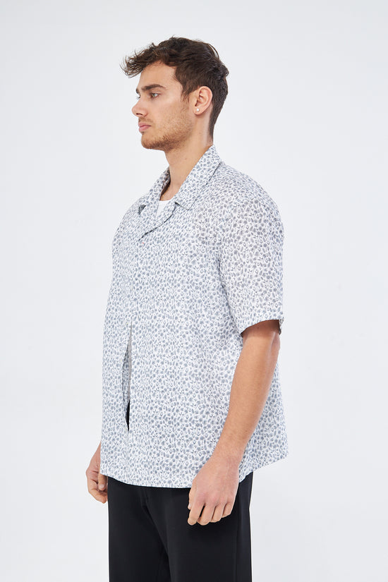 Casual button down shirt palm pattern detail, Cuban collar viscose premium printed fabric design