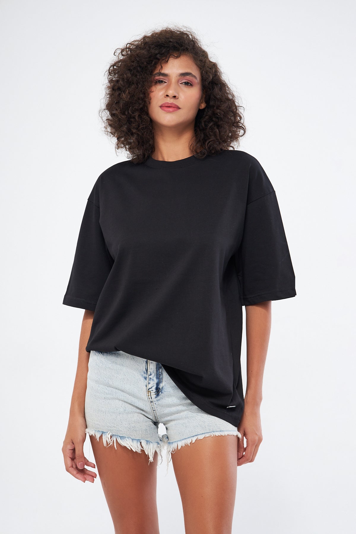 Mesfeno Women's Basic Oversize Thick Fabric T-Shirt