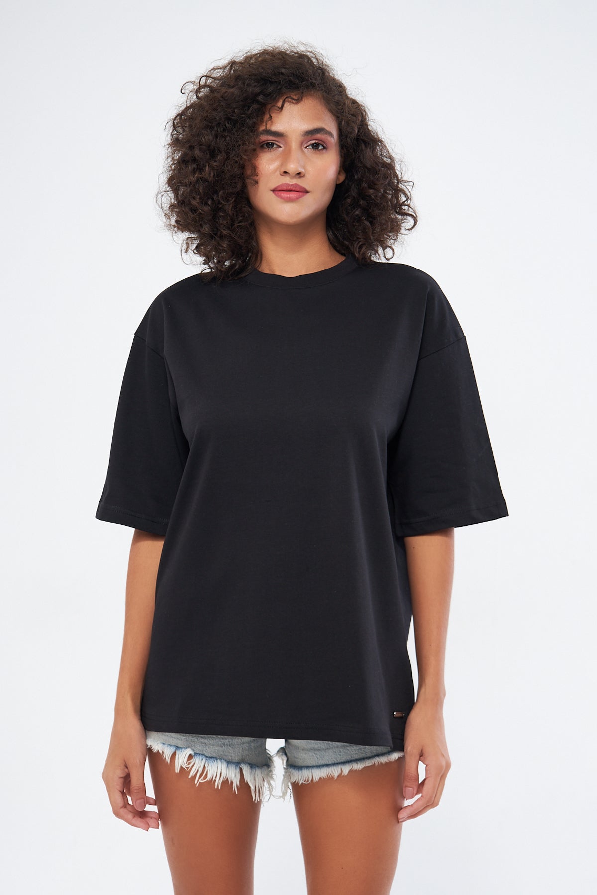 Mesfeno Women's Basic Oversize Thick Fabric T-Shirt