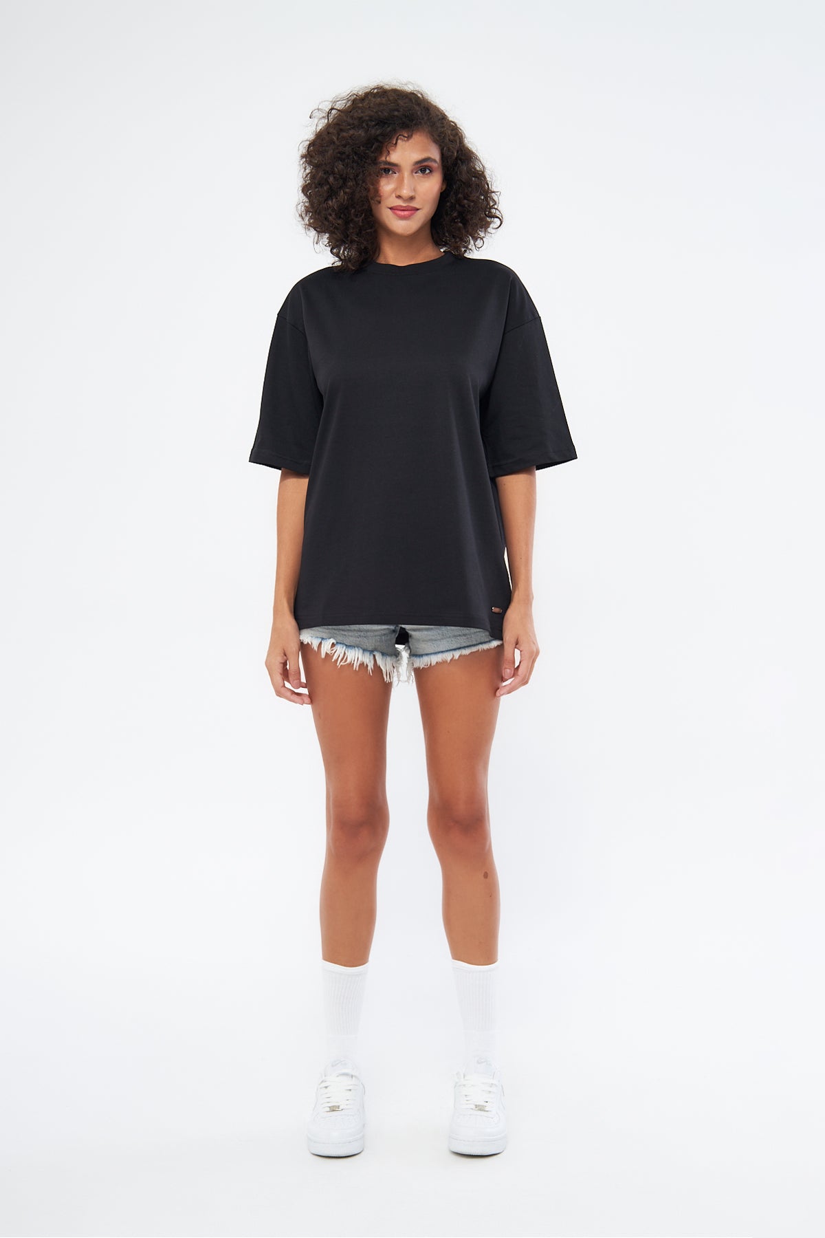 Mesfeno Women's Basic Oversize Thick Fabric T-Shirt
