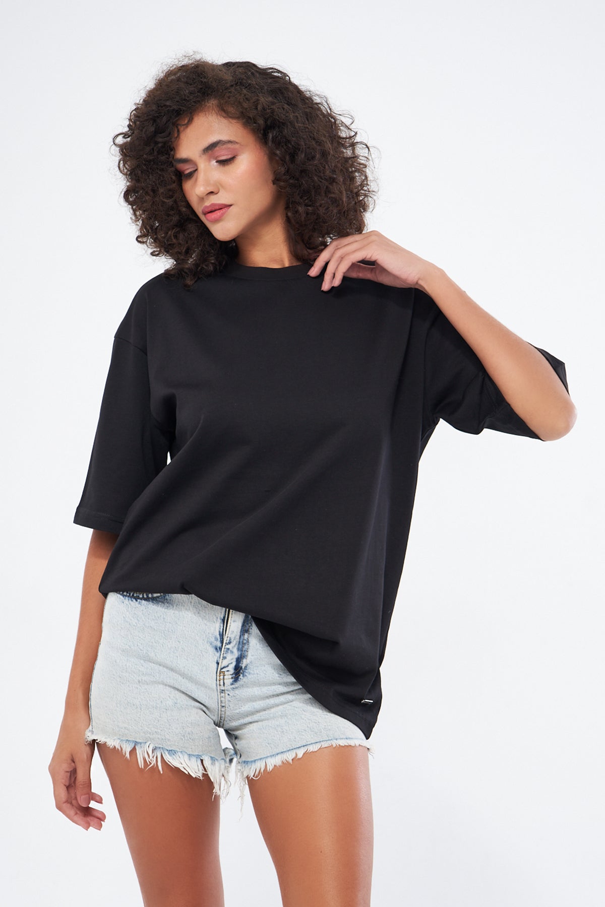 Mesfeno Women's Basic Oversize Thick Fabric T-Shirt
