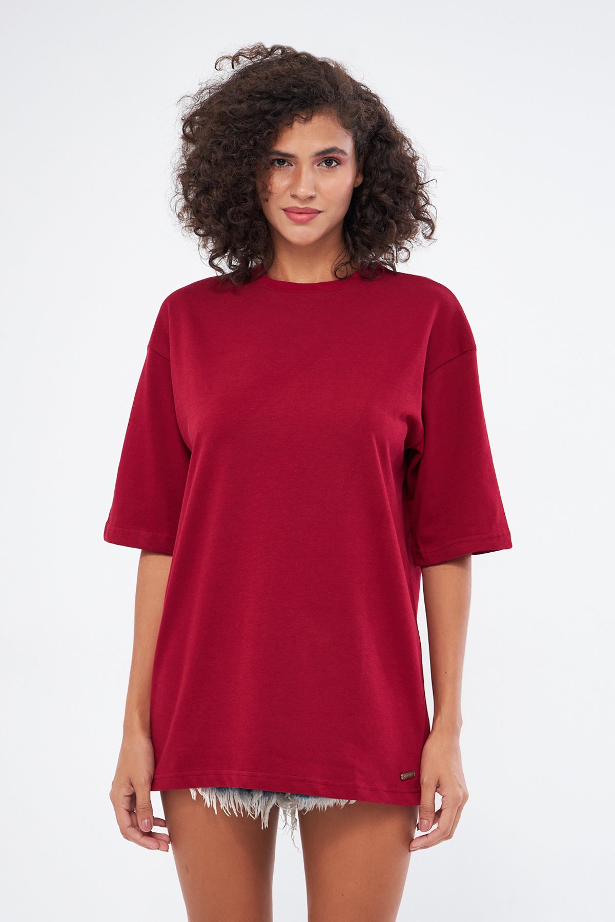 Mesfeno Women's Basic Oversize Thick Fabric T-Shirt